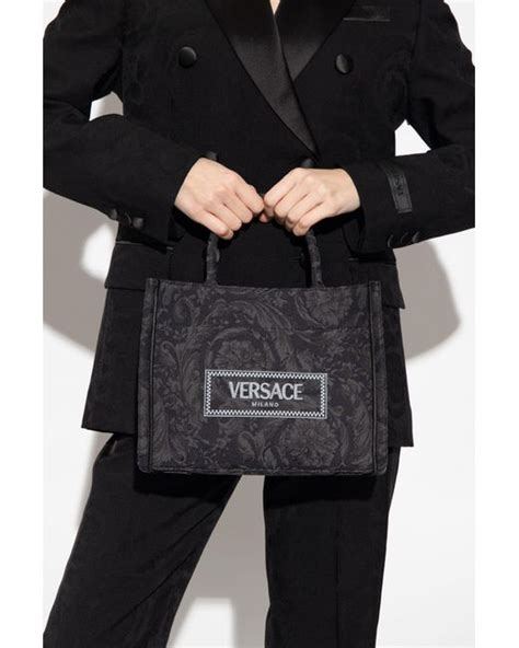 versace black barocco quilted leather shoulder bag|Versace athena bag.